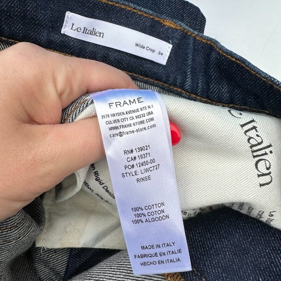 Frame Denim Le Italien Wide Leg Crop Jeans Sz 24 Rinse Blue Denim High Rise - Picture 4 of 7
